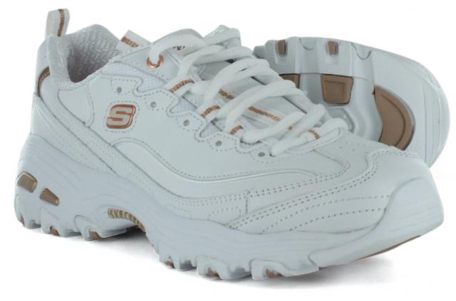 white and gold sketchers