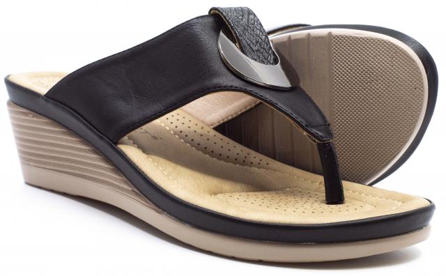 Factory Shoe Online : > Sandals - Lady Comfort Janice-01 Reg Black